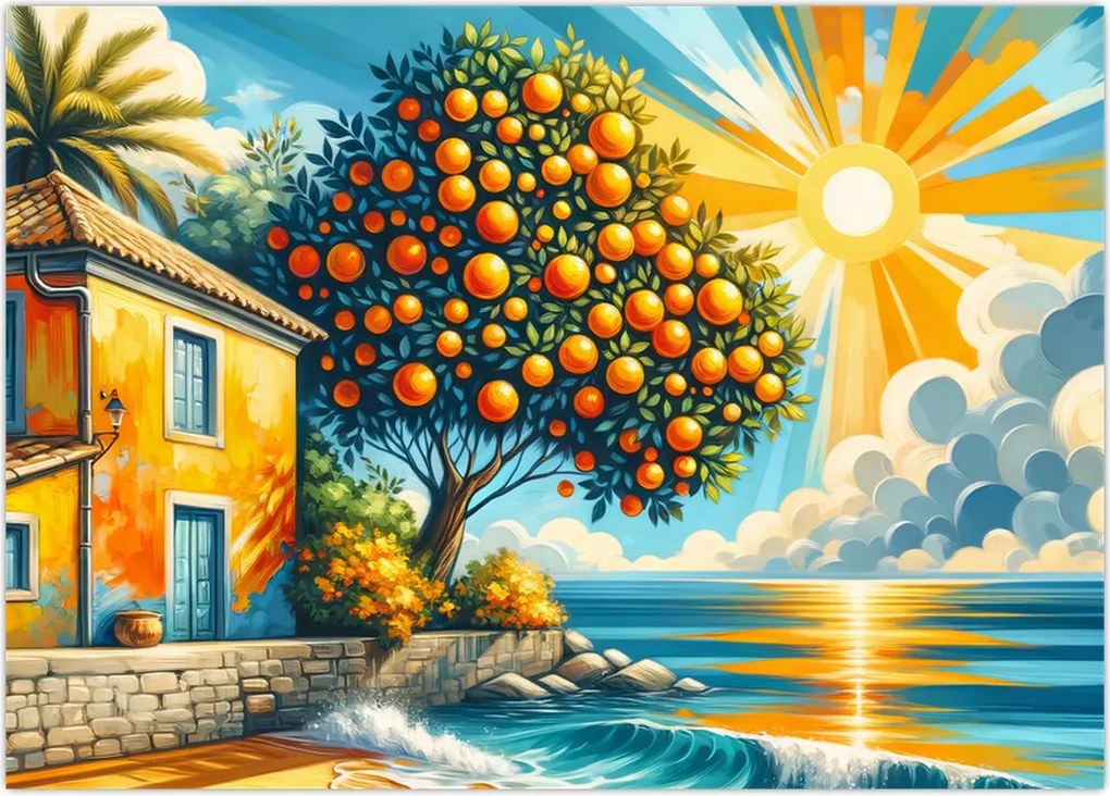 Tablou - Casă cu portocale I. (70x50 cm)