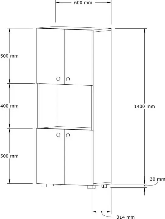 Dulap din pal, Beny Homs, nuc, 140 x 60 x 31.4 cm