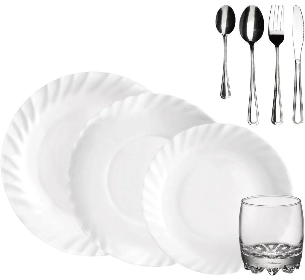 Set de masă Bormioli Rocco, 48 piese, cu tacâmuri Prima & Hanna