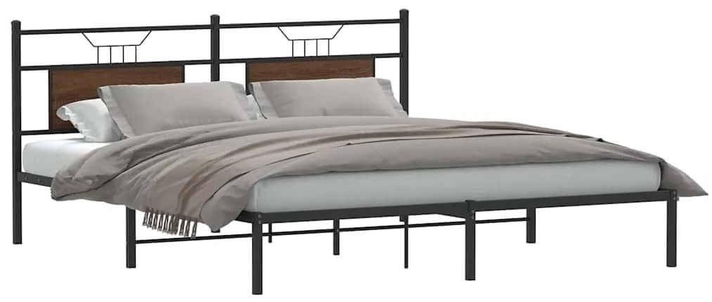 vidaXL Cadru de pat fără saltea Stejar maro 183x203 cm Lemn prelucrat