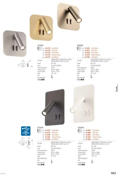 Redo 01-2977 - Aplică de perete QUDA, LED/6W/230V + LED/3W, CRI 90, aurie