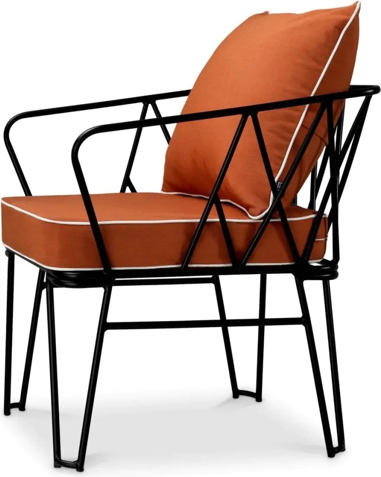 Scaun design LUX pentru exterior, Tesatura, Metal, Clifton blaise orange