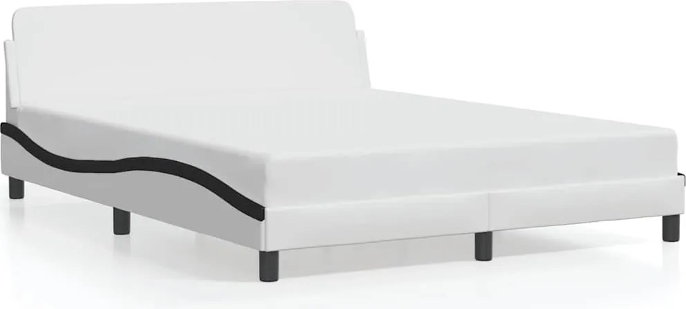 vidaXL Cadru de pat, Dover, alb/negru, 160x200 cm, piele ecologică