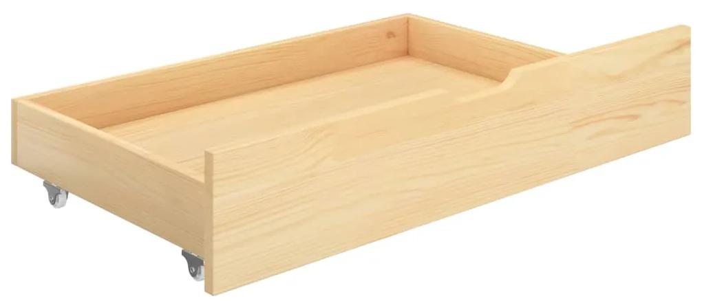 Cadru de pat cu 2 sertare, 90x200 cm, lemn masiv de pin Lemn deschis, 90 x 200 cm, 2 Sertare