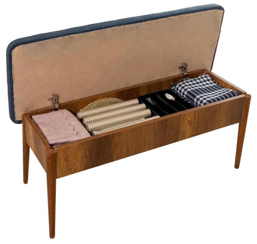 Set mobilier sufragerie Vlasta 1 (nuc + albastru închis) (pentru 4 persoane). 1072190
