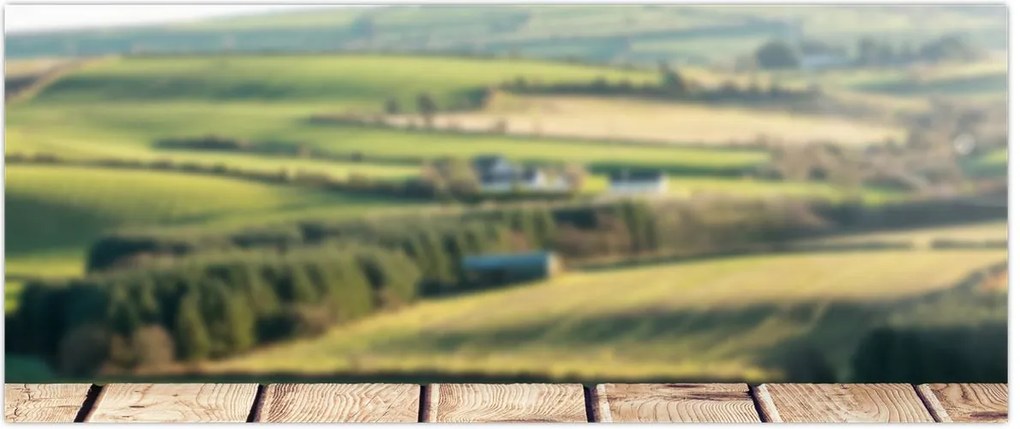 Tablou - Raft din lemn cu peisaj (120x50 cm)