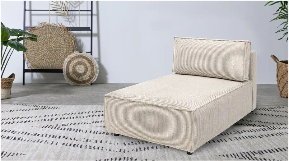 Modul pentru canapea crem cu tapițerie din catifea reiată (cu colț variabil) Nihad modular – Bobochic Paris