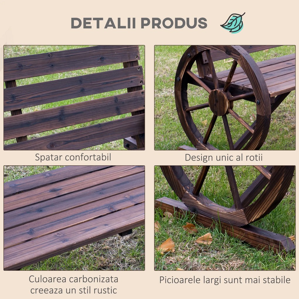 Banca din Lemn pentru gradina Outsunny , stil country, 105.5x56x75cm | Aosom Romania