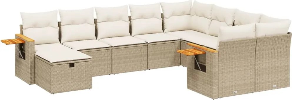 vidaXL Set canapele de grădină cu perne, 10 piese, bej, poliratan