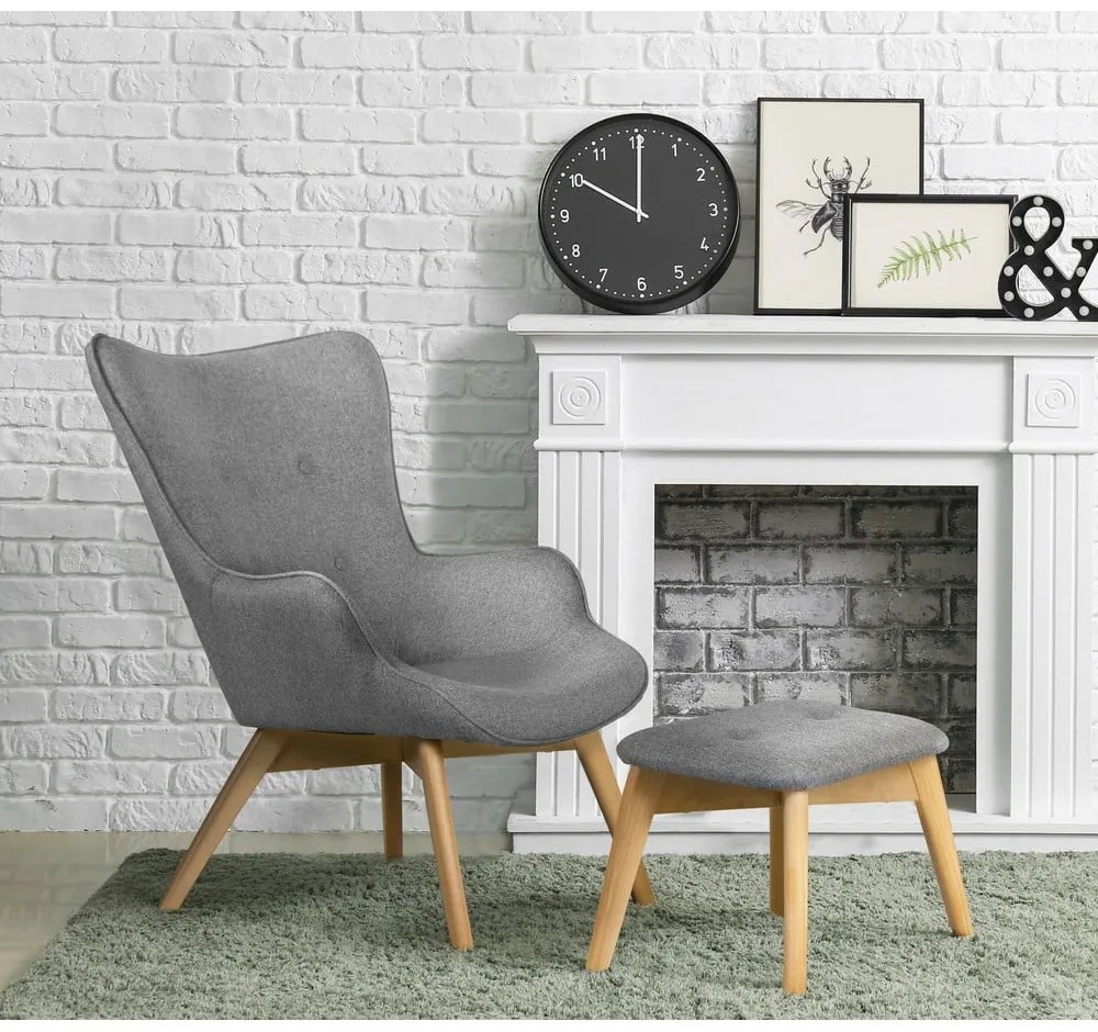 Fotoliu cu taburet gri Niko – Ropez