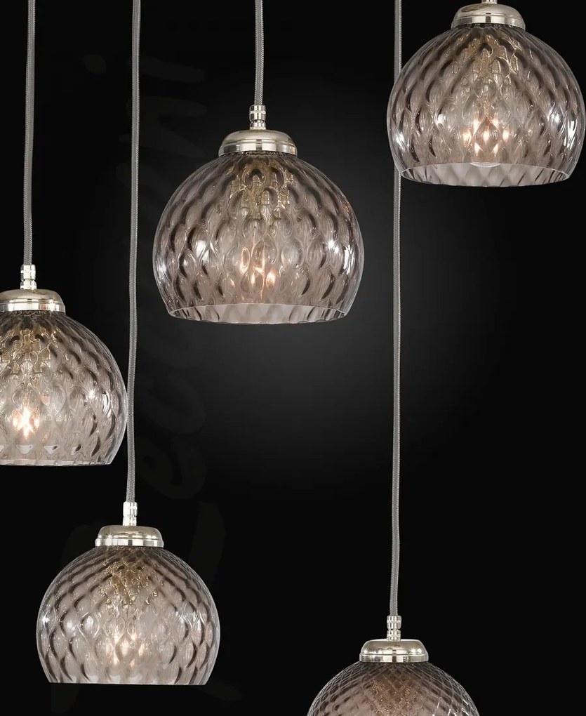 Lustra moderna cu 5 pendule design italian 10003 fumuriu