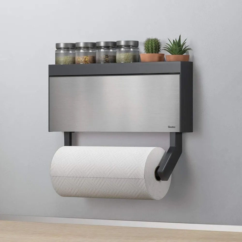Suport de perete pentru prosoape de hârtie și folii de bucătărie Metaltex Tango Inox