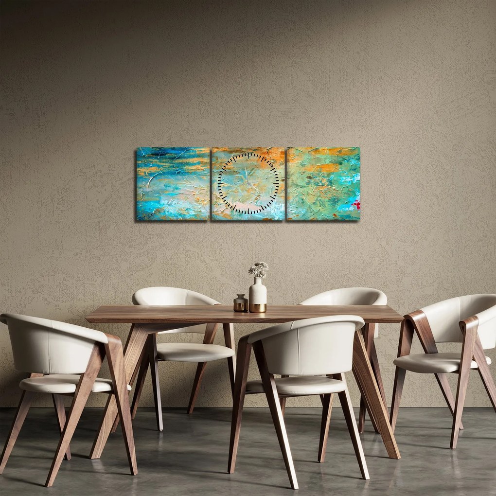 Tablou - Abstract albastru (cu ceas) (90x30 cm)