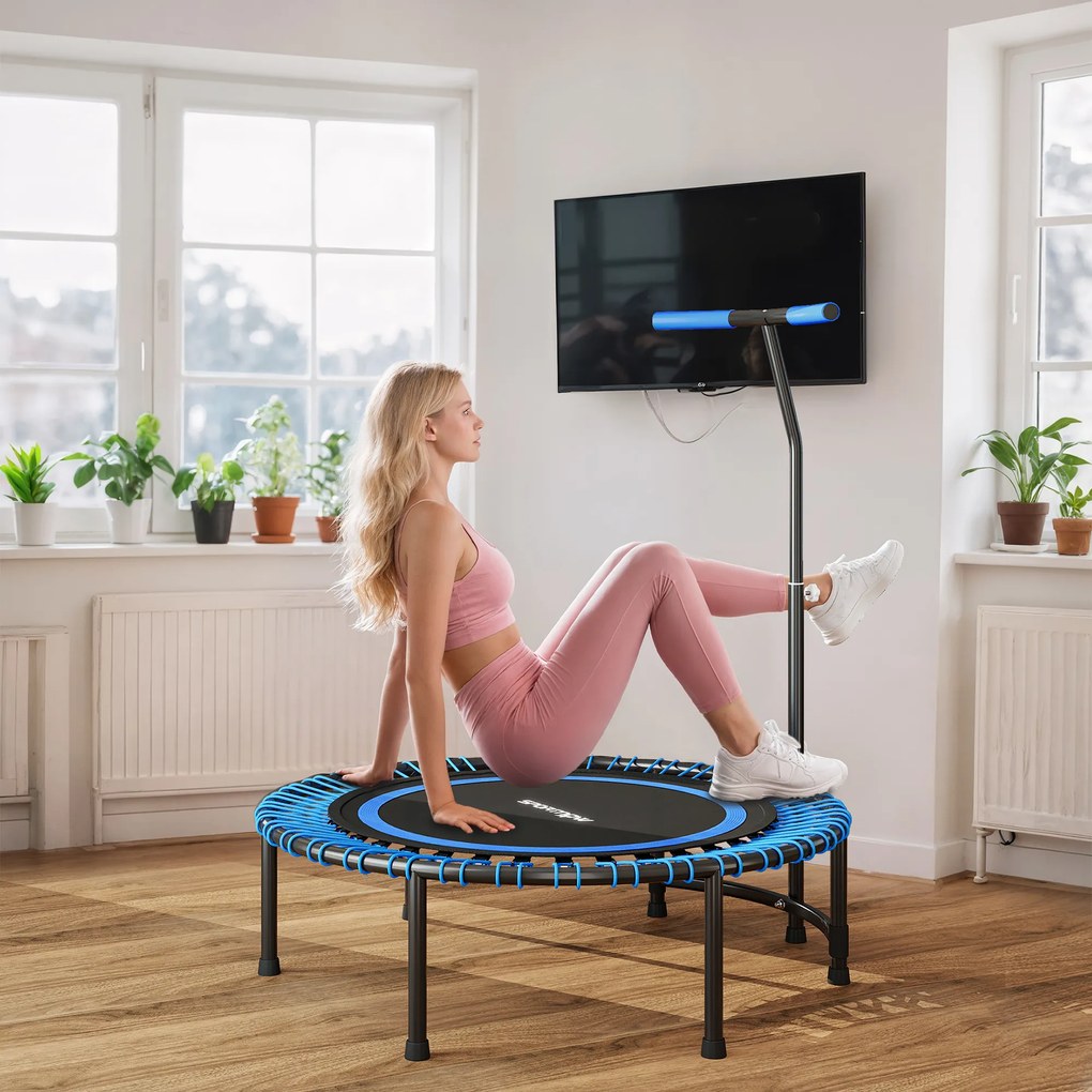 SPORTNOW Trambulină Fitness Ø114cm cu Mâner Reglabil 5 Poziții Capacitate 150kg Albastru | Aosom Romania