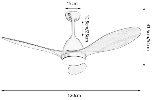 ZEVENTI - Ventilator de tavan LED MURO, 18 W, 230 V, Wi‑Fi Tuya, cu telecomandă