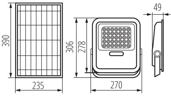 Proiector LED cu panou solar și senzor Kanlux 36607 15W/15000 mAh 3,2V IP65 + telecomandă