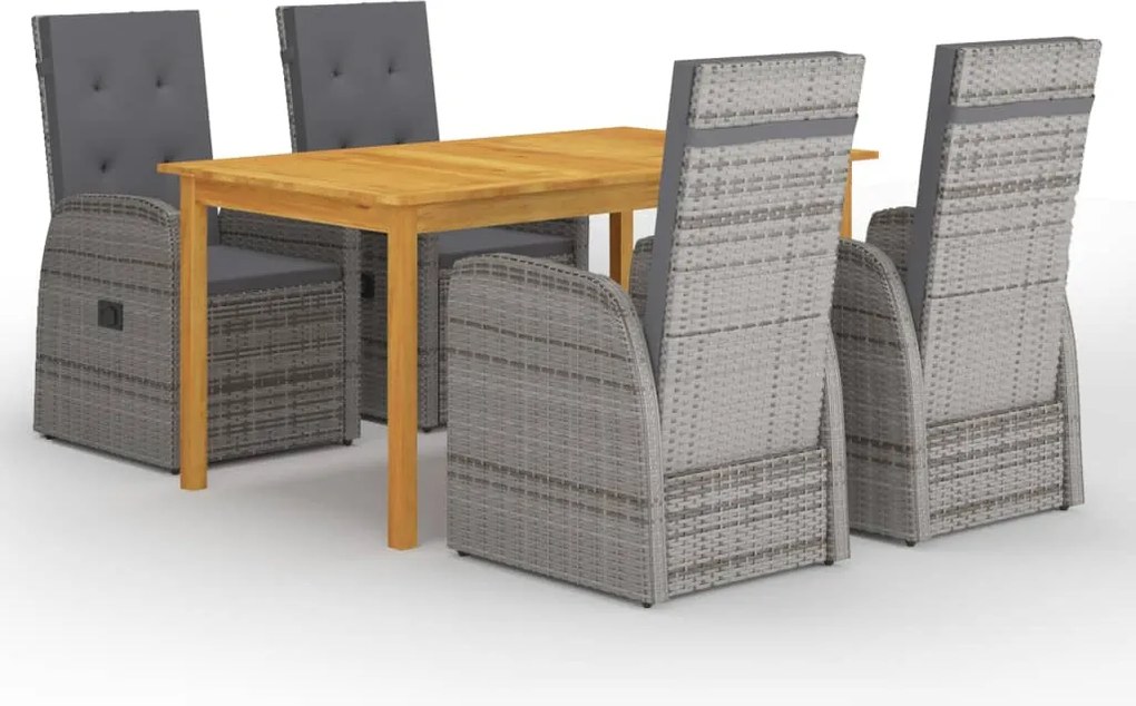 vidaXL Set mobilier de grădină, 5 piese, gri