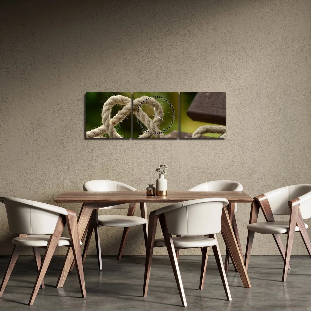 Tablou inima din frânghie (cu ceas) (90x30 cm)