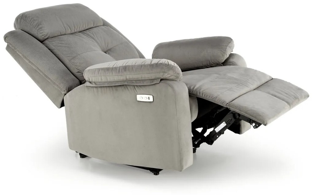 Fotoliu recliner Loris stofa gri H105 cm