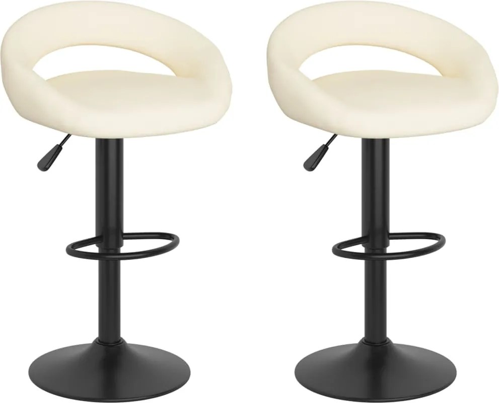 vidaXL Scaune de bar, 2 buc., crem, catifea