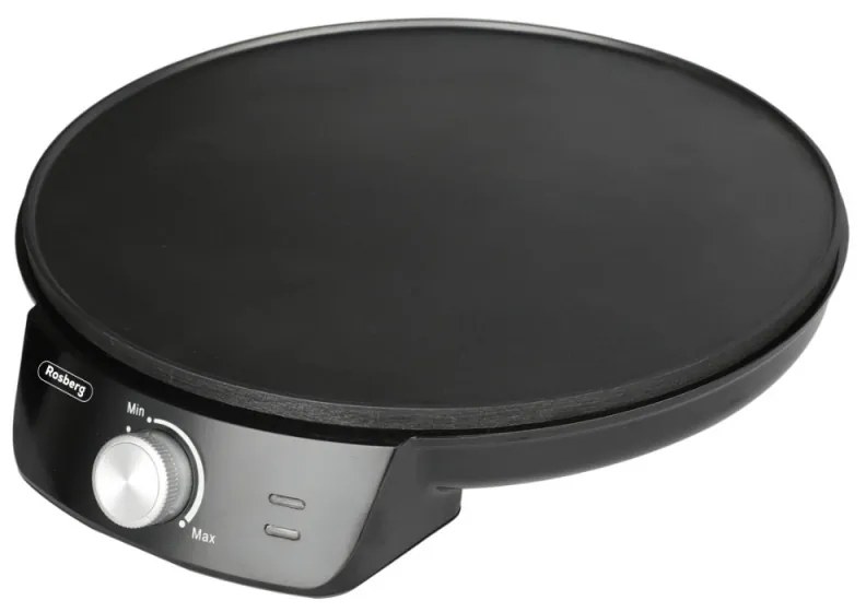 Aparat pentru clatite Rosberg R51323A, 1200W, 30 cm, Antiaderent, Reglare temperatura, Negru