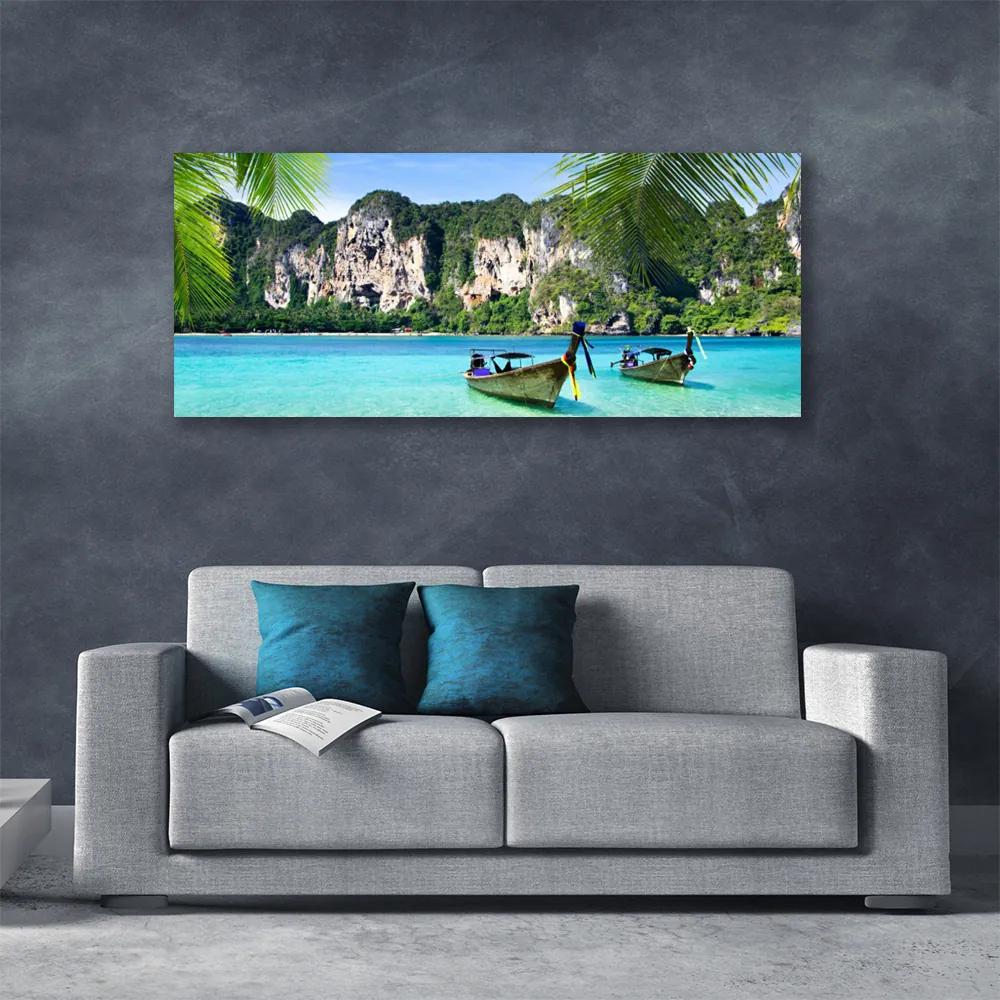 Tablou pe panza canvas Ambarcațiuni Sea Peisaj Albastru Gri Verde