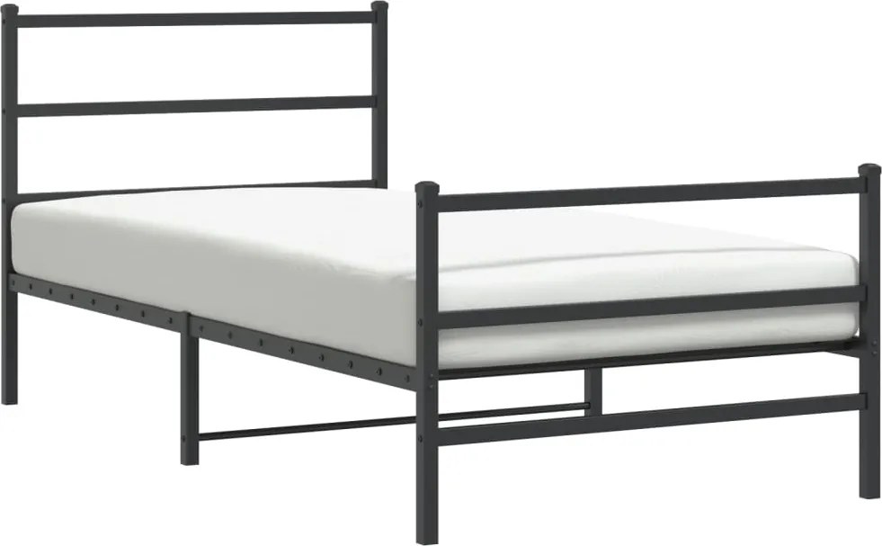 vidaXL Cadru pat metalic cu tăblii de cap/picioare negru, 100x200 cm