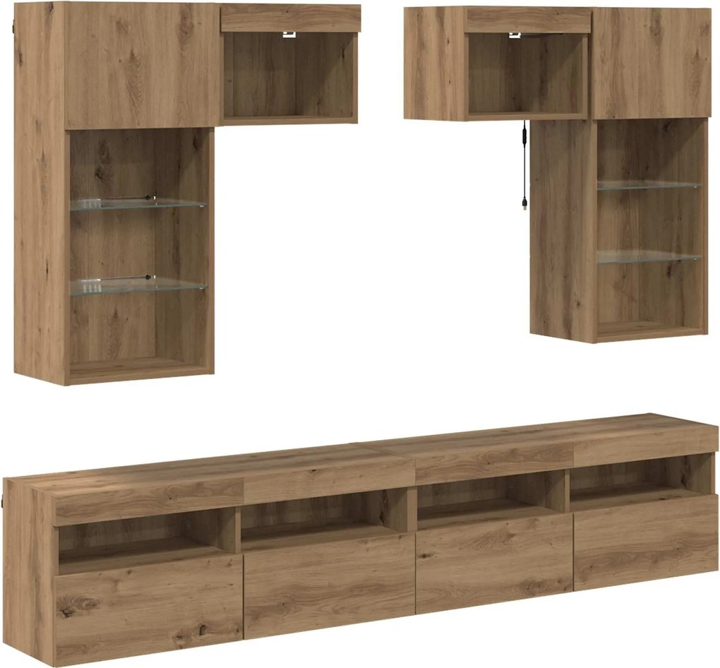 vidaXL Unități pentru Pereți de TV 6 pcs Lemn Vechi Lemn compozit