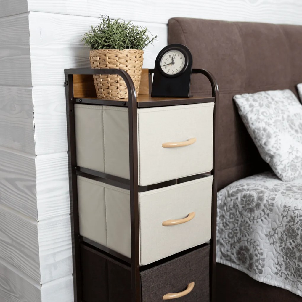 Comodă cu sertare din material textil HAZEL TIP 1,maro, L