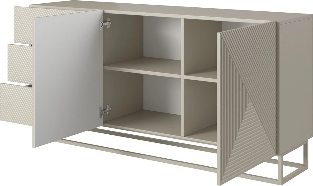 Comodă cu sertare pe cadru Asha 167 cm - cașmir