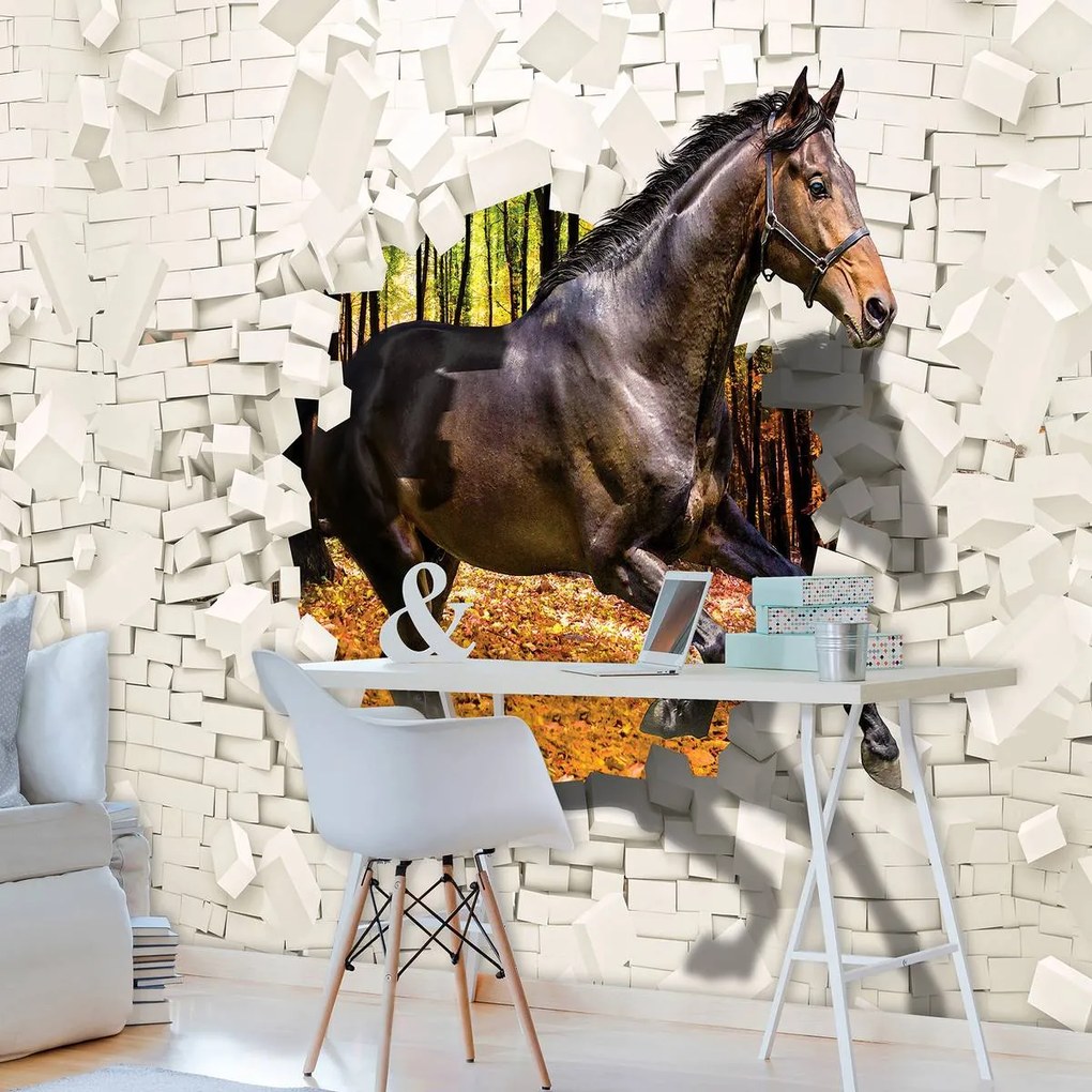 Fototapet - Calul a sărit din perete 3D (152,5x104 cm)