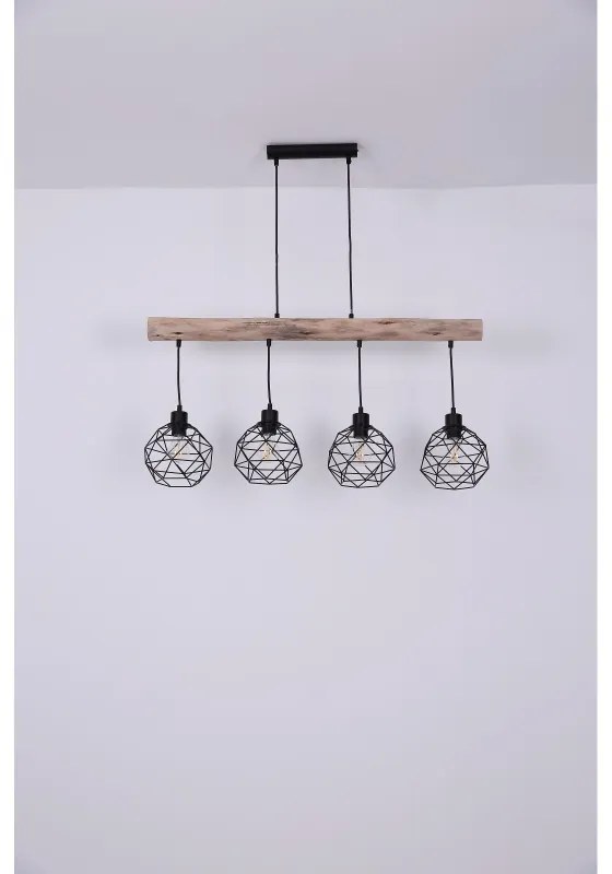 Lustra cu 4 pendule design modern Theodor lemn 15416-4 GL