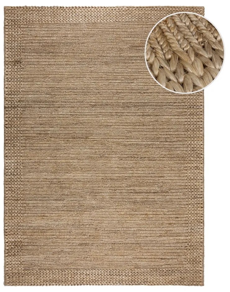 Covor în culoare naturală țesut manual din chenaf 120x170 cm Drew Border – Flair Rugs