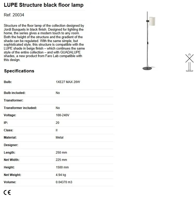 Lampa de podea orientabila design modern GUADALUPE bej