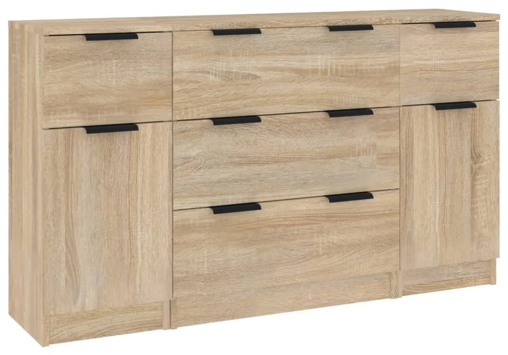 3115822 vidaXL Set servantă, 3 piese, stejar sonoma, lemn prelucrat