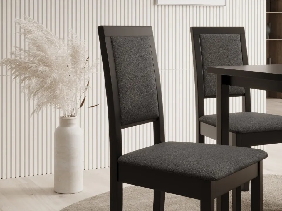 Scaun tapitat, din lemn, Nola XIII, ADRK Furniture (Culoare: Nuc inchis / Opium 85)