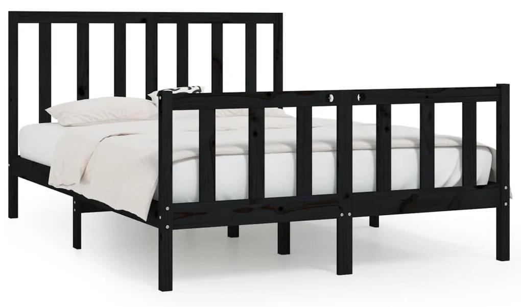 3106837 vidaXL Cadru de pat, negru, 140x200 cm, lemn masiv