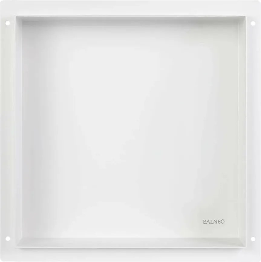 Raft incastrat patrat Balneo Wall-Box 30x30x7 cm fara rama alb periat