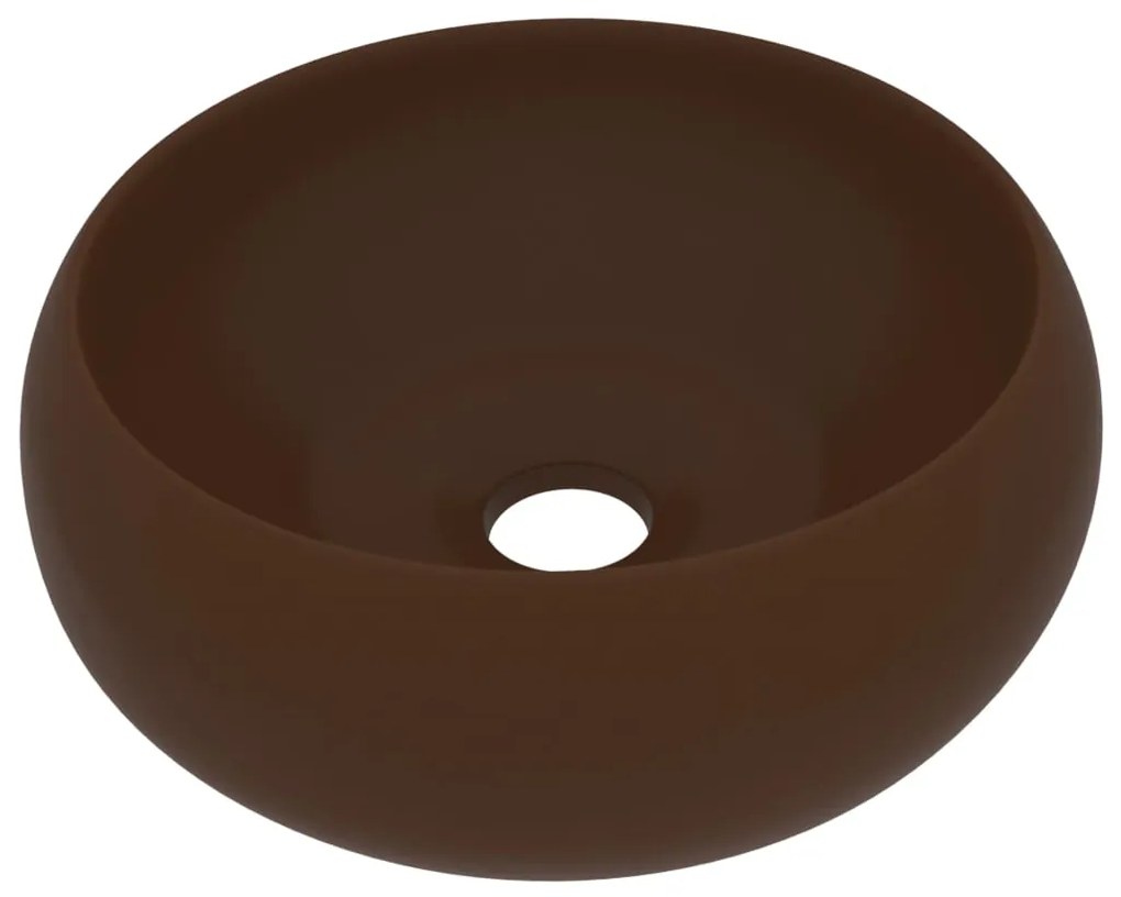 Chiuveta de baie lux maro inchis mat 40x15 cm ceramica rotund matte dark brown