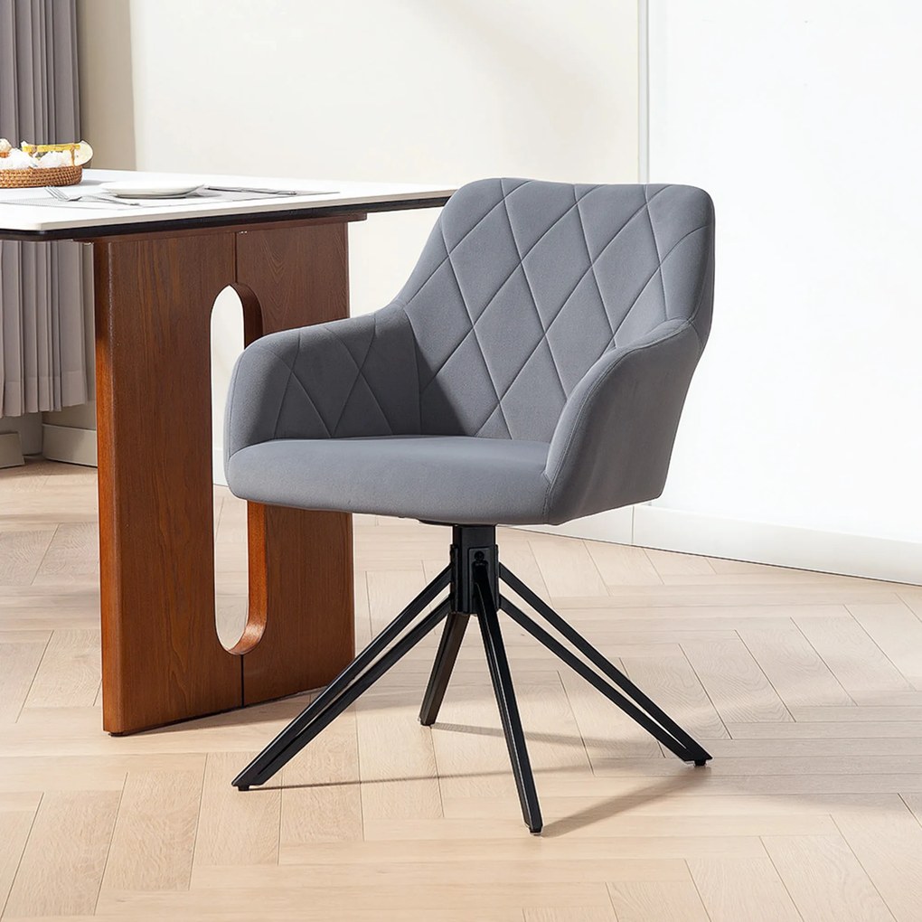 HOMCOM Fotoliu de accent in design retro imitatie catifea 58 cm x 60,5 cm x 79 cm otel gri | Aosom Romania