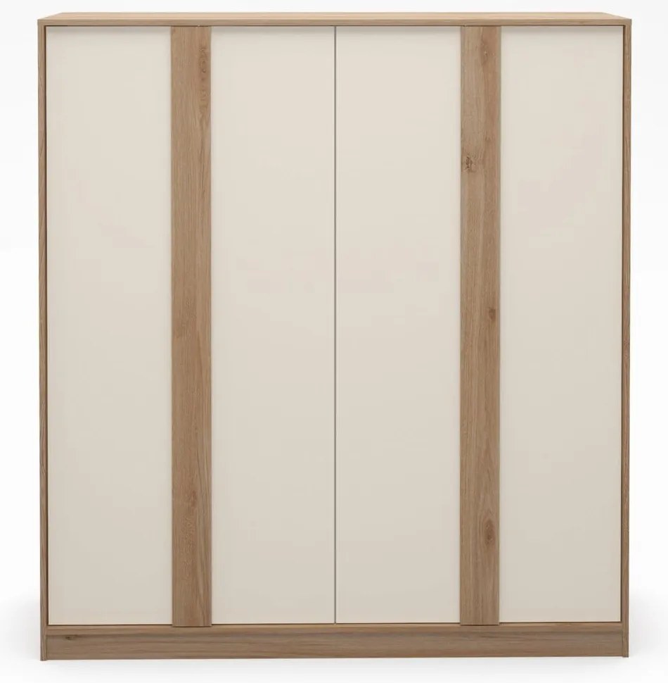 Șifonier crem/în culoare naturală cu aspect de lemn de stejar 180x197,5x53 cm Dennis – Marckeric