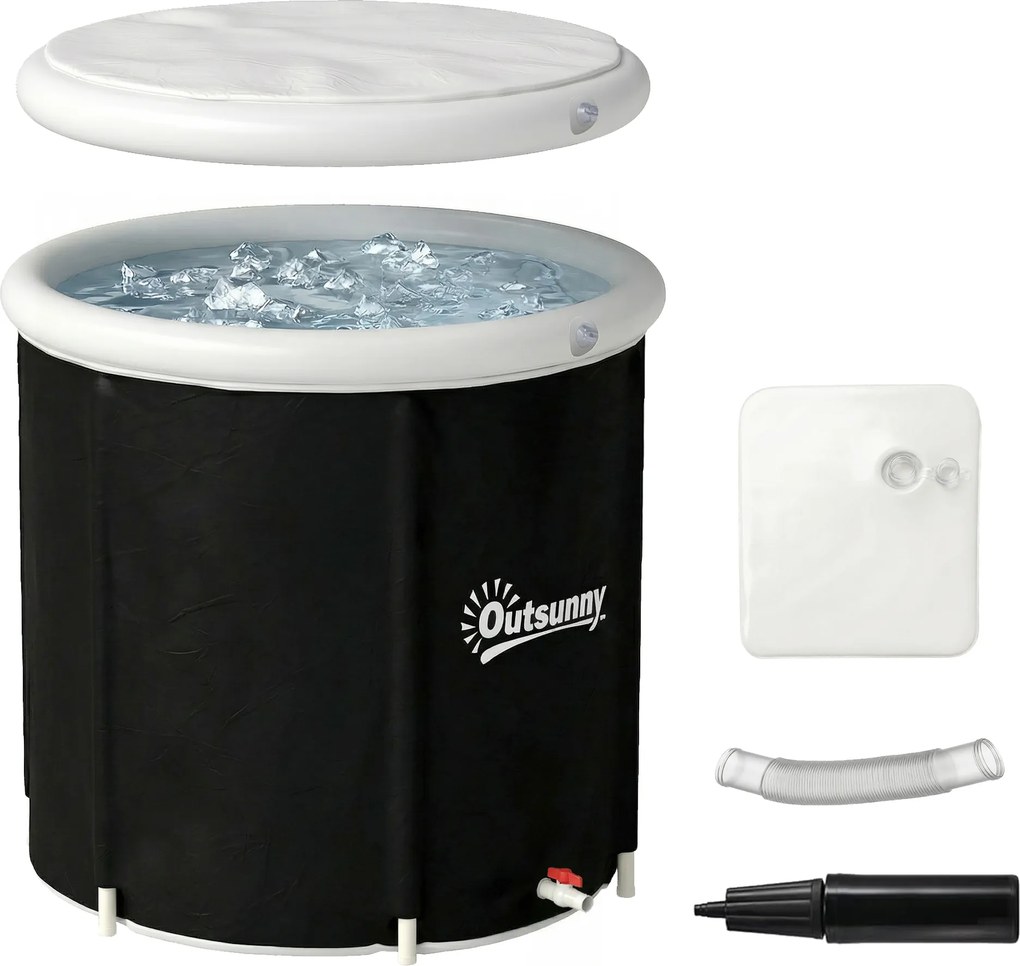 Outsunny Cadă cu Gheață 280L, Cadă pentru Imersiune în Terapia Rece cu Capac și Pompă, Cadă Gonflabilă pentru Recuperare/Terapie pentru Interior și Exterior Adulți | Aosom Romania
