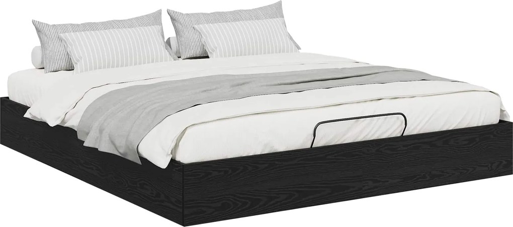 vidaXL Cadru de pat otoman Stejar Negru 203 x 160 x 25 cm
