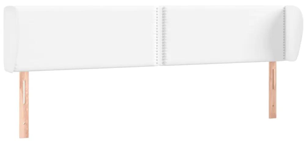 Tablie de pat cu aripioare alb 163x23x78 88 cm piele ecologica 1, Alb, 163 x 23 x 78 88 cm