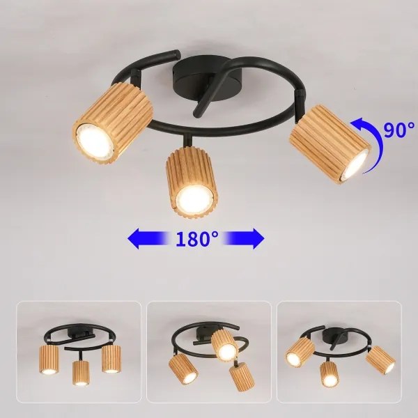 Brilagi - Spot MODERN WOOD 3xGU10/8W/230V lemn/negru