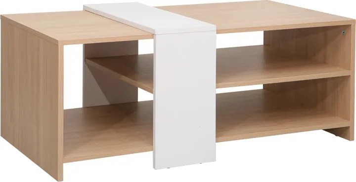 Masuta Cafea Cozzart PAL, Finisaj Stejar-Alb, Dim. 100x53x41.5 Cm