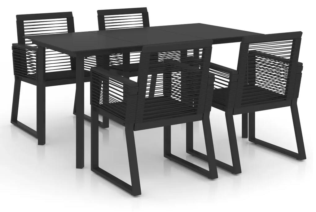 Set mobilier de exterior, 5 piese, negru, ratan PVC 5