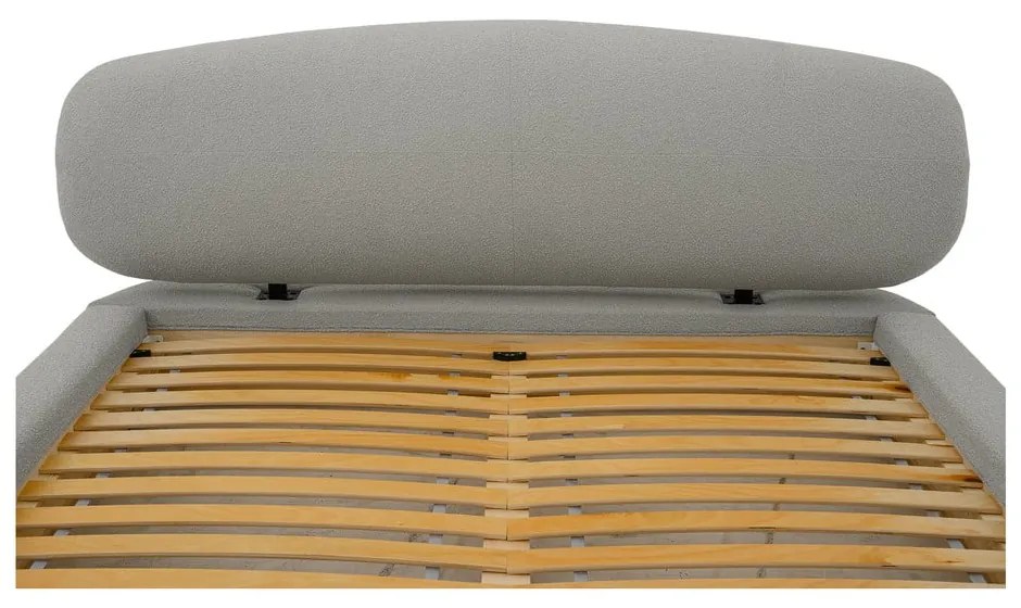 Pat matrimonial gri deschis tapițat cu somieră 160x200 cm Odette – Scandic