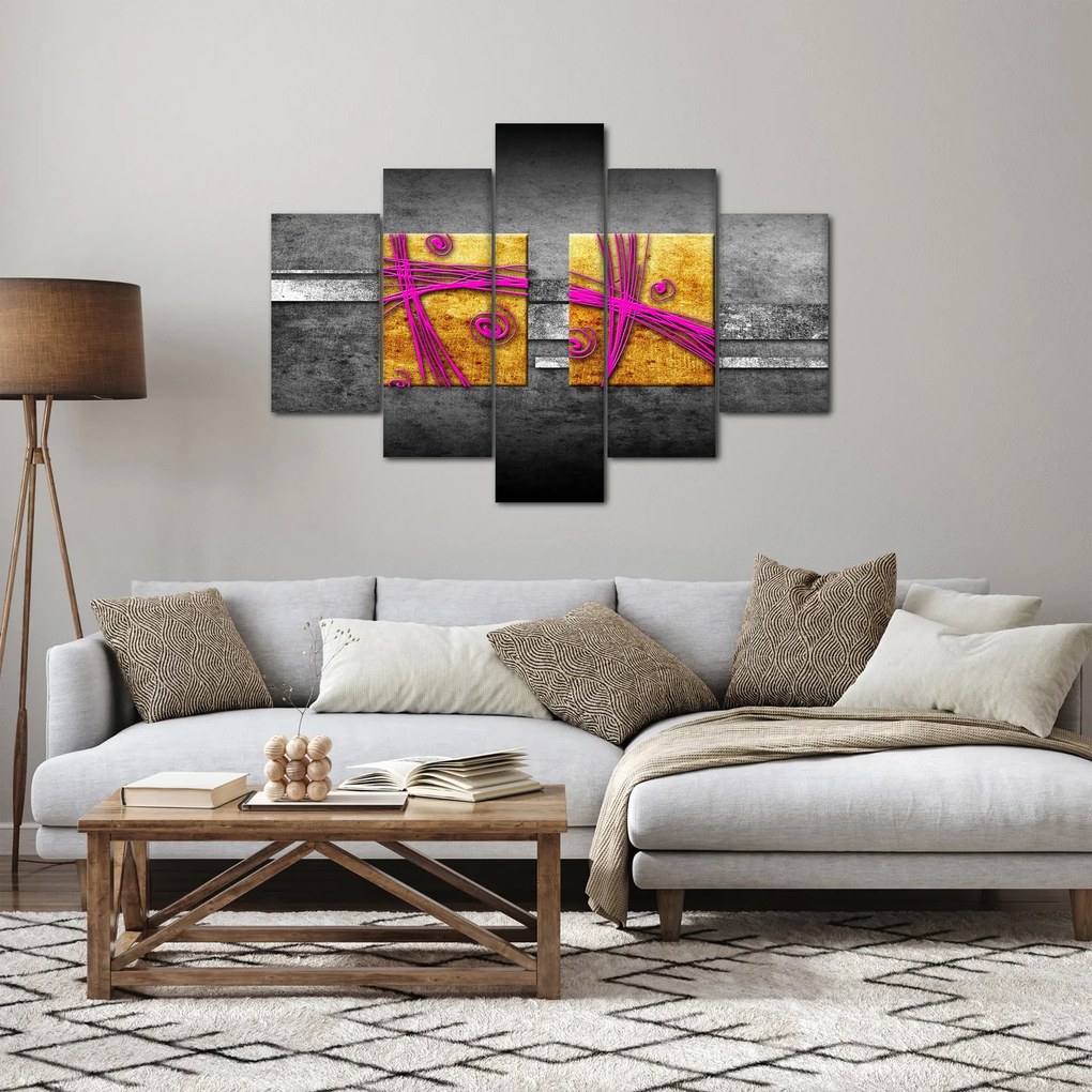 Tablou - Pătratr colorate pe fond negru (150x105 cm)