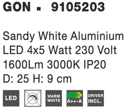 Plafoniera cu 4 spoturi LED directionabile Gon alb NVL-9105203